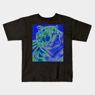 White Tiger from India - Green colour Kids T-Shirt